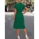 Buttoned Solid Color Tied Waist A-Line High Waisted Lapel Collar Shirt Dress Midi Dresses Buttoned Solid Color Tied Waist A-Line High Waisted Lapel Collar Shirt Dress Midi Dresses