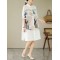 Printed Split-Joint Split-Side Loose Short Sleeves Lapel Midi Dresses