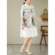 Printed Split-Joint Split-Side Loose Short Sleeves Lapel Midi Dresses Printed Split-Joint Split-Side Loose Short Sleeves Lapel Midi Dresses