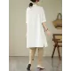 Printed Split-Joint Split-Side Loose Short Sleeves Lapel Midi Dresses Printed Split-Joint Split-Side Loose Short Sleeves Lapel Midi Dresses
