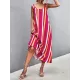 Contrast Color Striped Tied Loose Sleeveless U-Neck Slip Dress Midi Dresses Contrast Color Striped Tied Loose Sleeveless U-Neck Slip Dress Midi Dresses