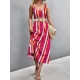 Contrast Color Striped Tied Loose Sleeveless U-Neck Slip Dress Midi Dresses Contrast Color Striped Tied Loose Sleeveless U-Neck Slip Dress Midi Dresses