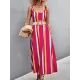Contrast Color Striped Tied Loose Sleeveless U-Neck Slip Dress Midi Dresses Contrast Color Striped Tied Loose Sleeveless U-Neck Slip Dress Midi Dresses