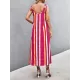 Contrast Color Striped Tied Loose Sleeveless U-Neck Slip Dress Midi Dresses Contrast Color Striped Tied Loose Sleeveless U-Neck Slip Dress Midi Dresses