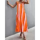Contrast Color Striped Tied Loose Sleeveless U-Neck Slip Dress Midi Dresses Contrast Color Striped Tied Loose Sleeveless U-Neck Slip Dress Midi Dresses