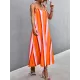 Contrast Color Striped Tied Loose Sleeveless U-Neck Slip Dress Midi Dresses Contrast Color Striped Tied Loose Sleeveless U-Neck Slip Dress Midi Dresses