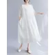 Pleated See-Through Solid Color Split-Joint Loose Short Sleeves Round-Neck Midi Dresses Pleated See-Through Solid Color Split-Joint Loose Short Sleeves Round-Neck Midi Dresses