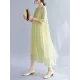Pleated See-Through Solid Color Split-Joint Loose Short Sleeves Round-Neck Midi Dresses Pleated See-Through Solid Color Split-Joint Loose Short Sleeves Round-Neck Midi Dresses