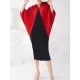 Contrast Color Pleated Batwing Sleeves Loose Round-neck Midi Dresses Contrast Color Pleated Batwing Sleeves Loose Round-neck Midi Dresses