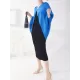 Contrast Color Pleated Batwing Sleeves Loose Round-neck Midi Dresses Contrast Color Pleated Batwing Sleeves Loose Round-neck Midi Dresses