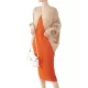 Contrast Color Pleated Batwing Sleeves Loose Round-neck Midi Dresses Contrast Color Pleated Batwing Sleeves Loose Round-neck Midi Dresses
