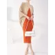 Contrast Color Pleated Batwing Sleeves Loose Round-neck Midi Dresses Contrast Color Pleated Batwing Sleeves Loose Round-neck Midi Dresses