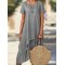 Asymmetric Solid Color Split-Joint Plus Size Short Sleeves Round-Neck Midi Dresses