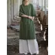 Fringed Solid Color Split-Side Half Sleeves Round-Neck Midi Dresses Fringed Solid Color Split-Side Half Sleeves Round-Neck Midi Dresses