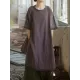 Fringed Solid Color Split-Side Half Sleeves Round-Neck Midi Dresses Fringed Solid Color Split-Side Half Sleeves Round-Neck Midi Dresses
