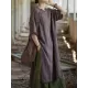 Fringed Solid Color Split-Side Half Sleeves Round-Neck Midi Dresses Fringed Solid Color Split-Side Half Sleeves Round-Neck Midi Dresses