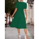 Elasticity Knot Pleated Solid Color Split-Joint A-line High Waisted V-neck Midi Dresses Elasticity Knot Pleated Solid Color Split-Joint A-line High Waisted V-neck Midi Dresses