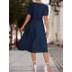 Elasticity Knot Pleated Solid Color Split-Joint A-line High Waisted V-neck Midi Dresses Elasticity Knot Pleated Solid Color Split-Joint A-line High Waisted V-neck Midi Dresses