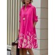 Long Sleeves Leaves Print Lapel Midi Dresses Long Sleeves Leaves Print Lapel Midi Dresses