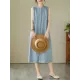 Buttoned Pleated Solid Color A-Line Sleeveless Round-Neck Midi Dresses Buttoned Pleated Solid Color A-Line Sleeveless Round-Neck Midi Dresses