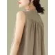 Buttoned Pleated Solid Color A-Line Sleeveless Round-Neck Midi Dresses Buttoned Pleated Solid Color A-Line Sleeveless Round-Neck Midi Dresses