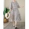 Polka Dot Split-Joint Half Sleeves Loose Midi Dresses