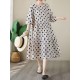 Polka Dot Split-Joint Half Sleeves Loose Midi Dresses Polka Dot Split-Joint Half Sleeves Loose Midi Dresses