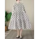 Polka Dot Split-Joint Half Sleeves Loose Midi Dresses Polka Dot Split-Joint Half Sleeves Loose Midi Dresses