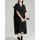 Adjustable Drawstring Pleated Solid Color Loose Raglan Sleeve V-Neck Shirt Dress Midi Dresses Adjustable Drawstring Pleated Solid Color Loose Raglan Sleeve V-Neck Shirt Dress Midi Dresses
