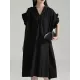 Adjustable Drawstring Pleated Solid Color Loose Raglan Sleeve V-Neck Shirt Dress Midi Dresses Adjustable Drawstring Pleated Solid Color Loose Raglan Sleeve V-Neck Shirt Dress Midi Dresses