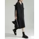 Adjustable Drawstring Pleated Solid Color Loose Raglan Sleeve V-Neck Shirt Dress Midi Dresses Adjustable Drawstring Pleated Solid Color Loose Raglan Sleeve V-Neck Shirt Dress Midi Dresses