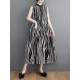 Striped Loose Sleeveless Stand Collar Midi Dresses Striped Loose Sleeveless Stand Collar Midi Dresses