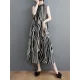 Striped Loose Sleeveless Stand Collar Midi Dresses Striped Loose Sleeveless Stand Collar Midi Dresses