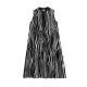 Striped Loose Sleeveless Stand Collar Midi Dresses Striped Loose Sleeveless Stand Collar Midi Dresses