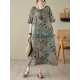 Contrast Color Polka-Dot Printed Half Sleeves Loose Round-Neck Midi Dresses Contrast Color Polka-Dot Printed Half Sleeves Loose Round-Neck Midi Dresses