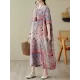 Contrast Color Polka-Dot Printed Half Sleeves Loose Round-Neck Midi Dresses Contrast Color Polka-Dot Printed Half Sleeves Loose Round-Neck Midi Dresses