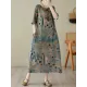 Contrast Color Polka-Dot Printed Half Sleeves Loose Round-Neck Midi Dresses Contrast Color Polka-Dot Printed Half Sleeves Loose Round-Neck Midi Dresses