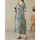 Contrast Color Polka-Dot Printed Half Sleeves Loose Round-Neck Midi Dresses Contrast Color Polka-Dot Printed Half Sleeves Loose Round-Neck Midi Dresses