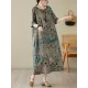 Contrast Color Polka-Dot Printed Half Sleeves Loose Round-Neck Midi Dresses Contrast Color Polka-Dot Printed Half Sleeves Loose Round-Neck Midi Dresses
