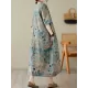 Contrast Color Polka-Dot Printed Half Sleeves Loose Round-Neck Midi Dresses Contrast Color Polka-Dot Printed Half Sleeves Loose Round-Neck Midi Dresses