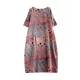 Contrast Color Polka-Dot Printed Half Sleeves Loose Round-Neck Midi Dresses Contrast Color Polka-Dot Printed Half Sleeves Loose Round-Neck Midi Dresses