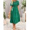 Elastics Solid Color Loose Short Sleeves Round-neck Midi Dresses