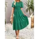 Elastics Solid Color Loose Short Sleeves Round-neck Midi Dresses Elastics Solid Color Loose Short Sleeves Round-neck Midi Dresses
