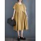Asymmetric Pleated Pockets Solid Color Split-Joint A-line Loose Round-neck Midi Dresses