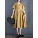 Asymmetric Pleated Pockets Solid Color Split-Joint A-line Loose Round-neck Midi Dresses Asymmetric Pleated Pockets Solid Color Split-Joint A-line Loose Round-neck Midi Dresses