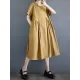 Asymmetric Pleated Pockets Solid Color Split-Joint A-line Loose Round-neck Midi Dresses Asymmetric Pleated Pockets Solid Color Split-Joint A-line Loose Round-neck Midi Dresses