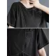 Asymmetric Pleated Pockets Solid Color Split-Joint A-line Loose Round-neck Midi Dresses Asymmetric Pleated Pockets Solid Color Split-Joint A-line Loose Round-neck Midi Dresses