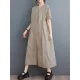Buttoned Pockets Solid Color A-Line Loose V-Neck Midi Dresses Buttoned Pockets Solid Color A-Line Loose V-Neck Midi Dresses