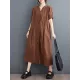 Buttoned Pockets Solid Color A-Line Loose V-Neck Midi Dresses Buttoned Pockets Solid Color A-Line Loose V-Neck Midi Dresses