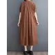 Buttoned Pockets Solid Color A-Line Loose V-Neck Midi Dresses Buttoned Pockets Solid Color A-Line Loose V-Neck Midi Dresses